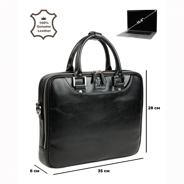 Сумка-портфель 005-LH-BLACK натуральная кожа 13,3-14,6" VIP COLLECTION