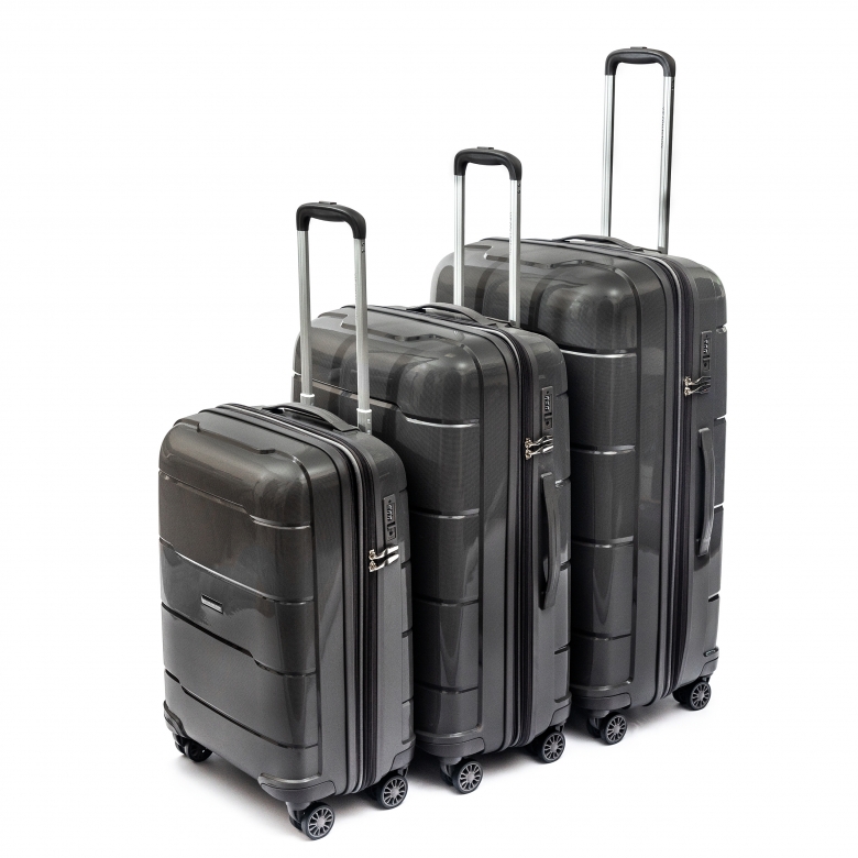 Чемоданы комплект из 3-х штук. арт.14101-20,24,28 VIP COLLECTION вес комплекта 11,2 кг. 81*32*55см. D.Grey(т.серый)